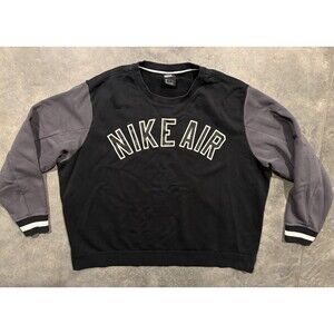 Nike Air Sweatshirt Mens 2XL Black Spell Out Raglan Sleeves Back Patch 2007